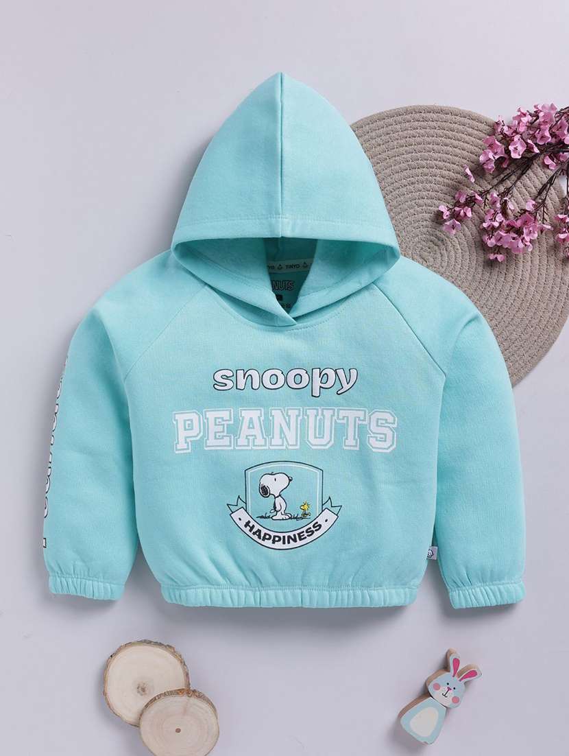 girls printed long sleeve hooded sweatshirt
