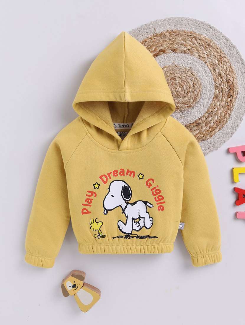 girls printed long sleeve hooded sweatshirt