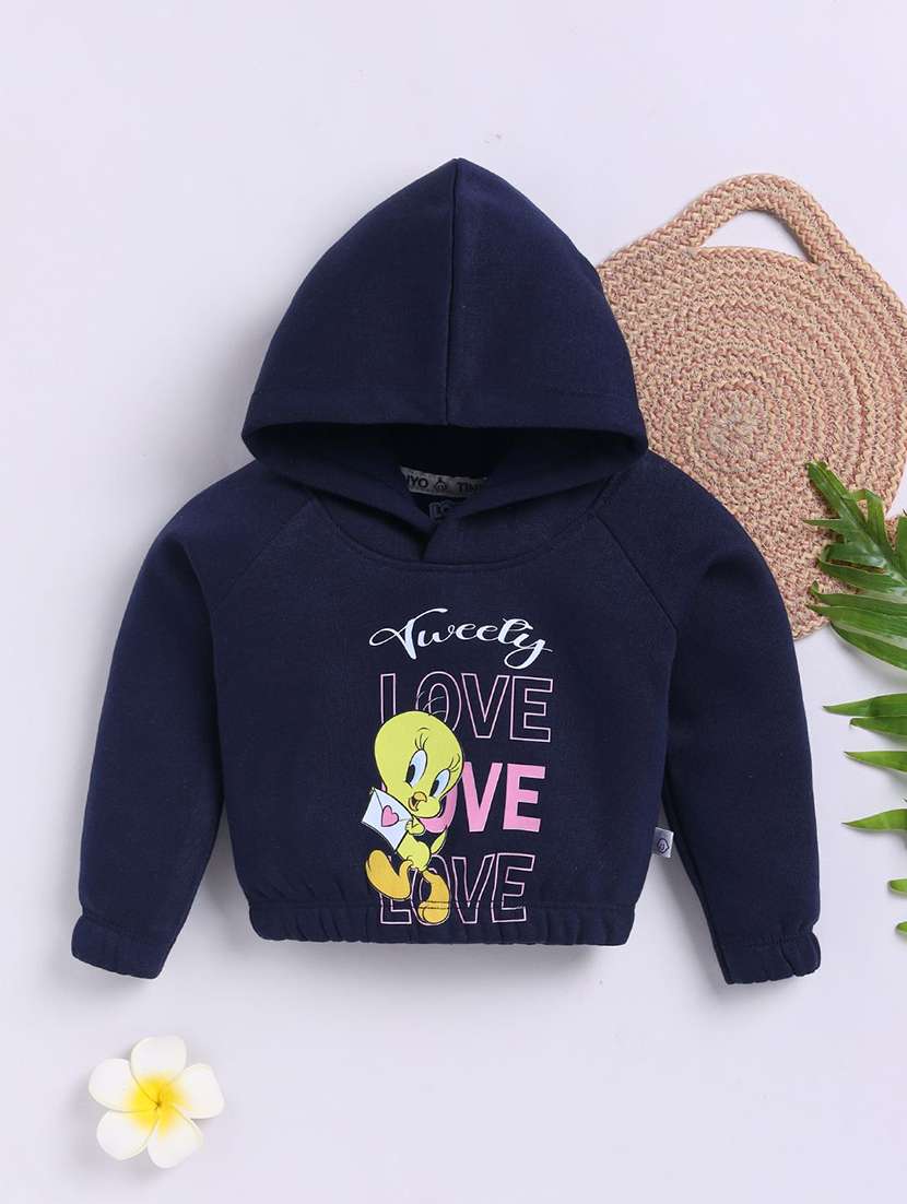 kids printed long sleeve hooded sweatshirt