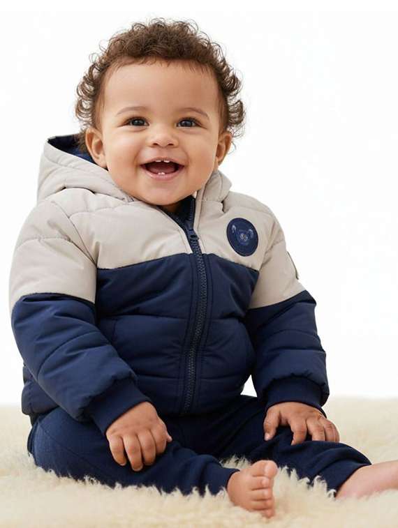 boys long sleeve hooded quilted jacket