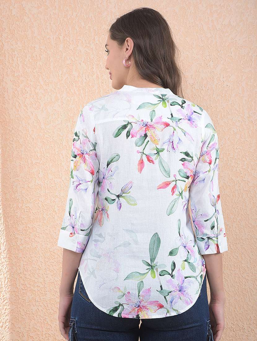 women printed three quarter sleeve top - 22283636 -  Standard Image - 3