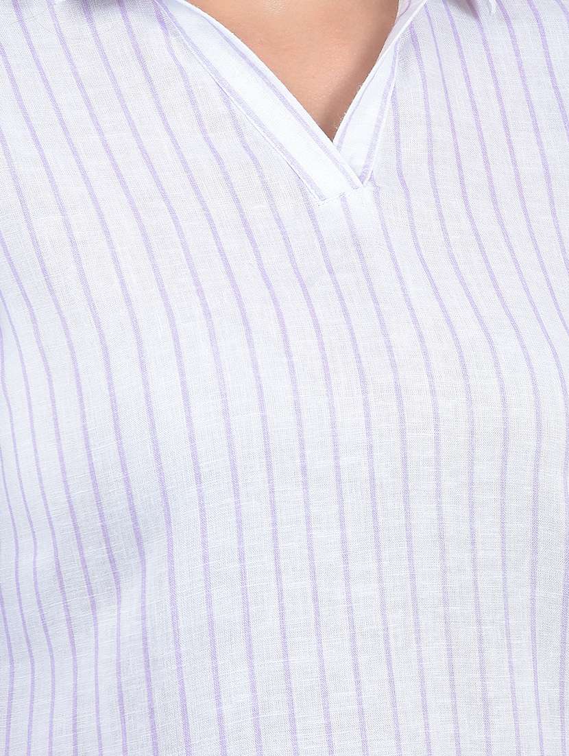 women striped three quarter sleeve top - 22283637 -  Standard Image - 5