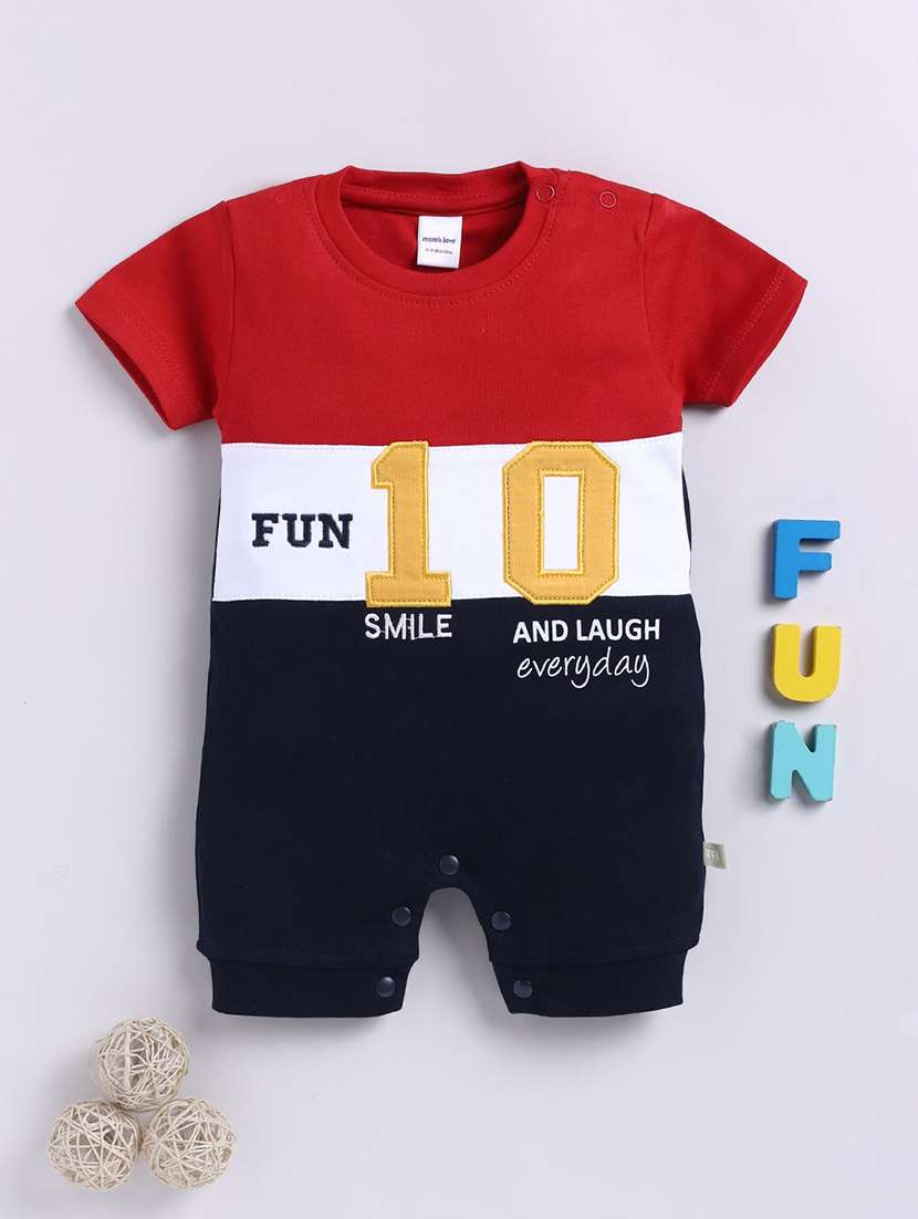 kids color blocked short sleeve romper