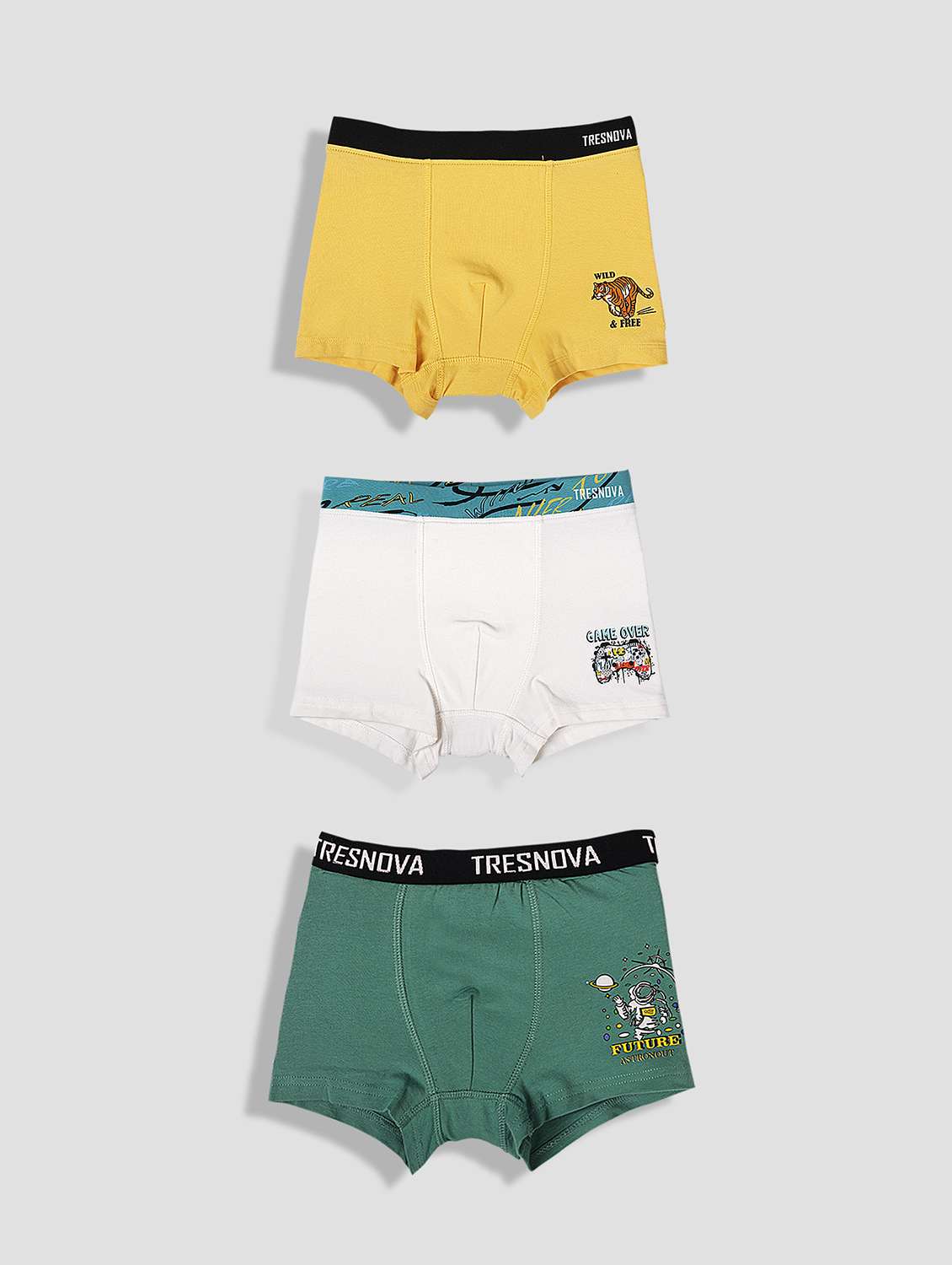 boys pack of 3 printed mid rise trunks
