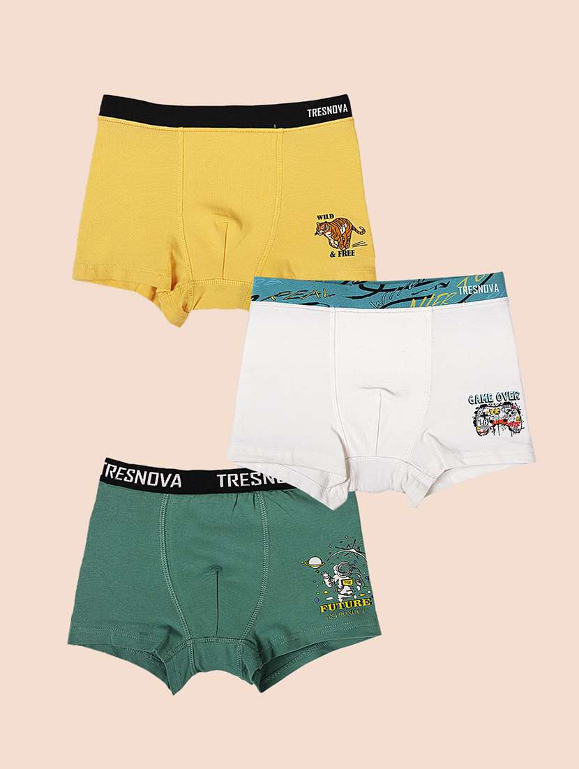 boys pack of 3 printed mid rise trunks
