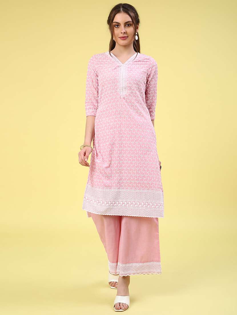 pink cotton flared palazzo - 22284486 -  Standard Image - 5