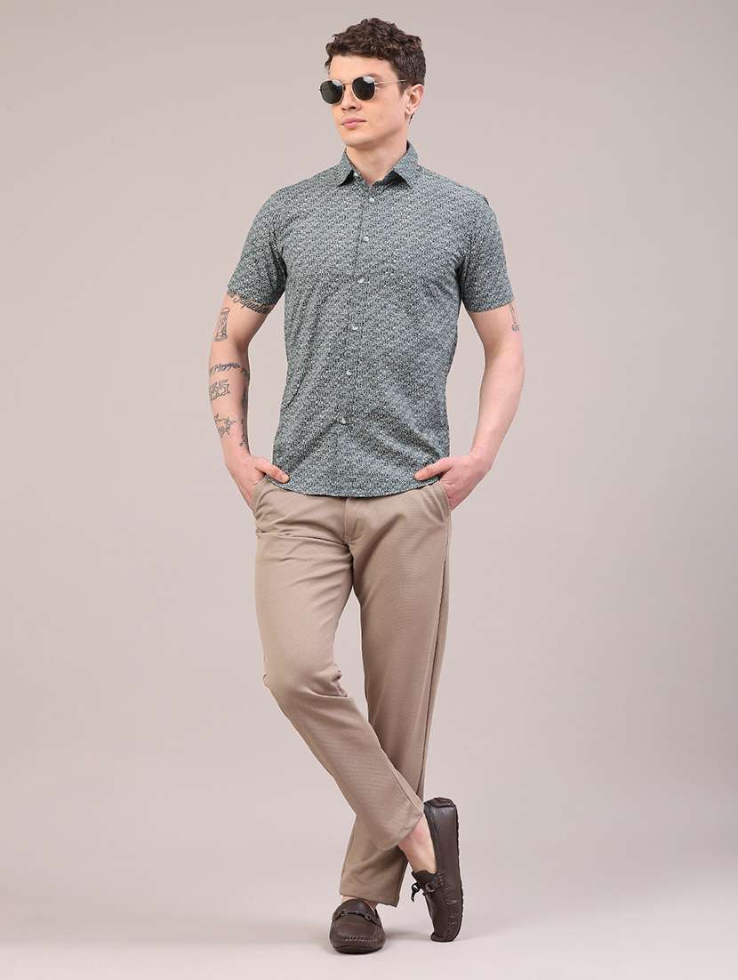 men printed short sleeve slim fit casual shirt - 22284781 -  Standard Image - 5