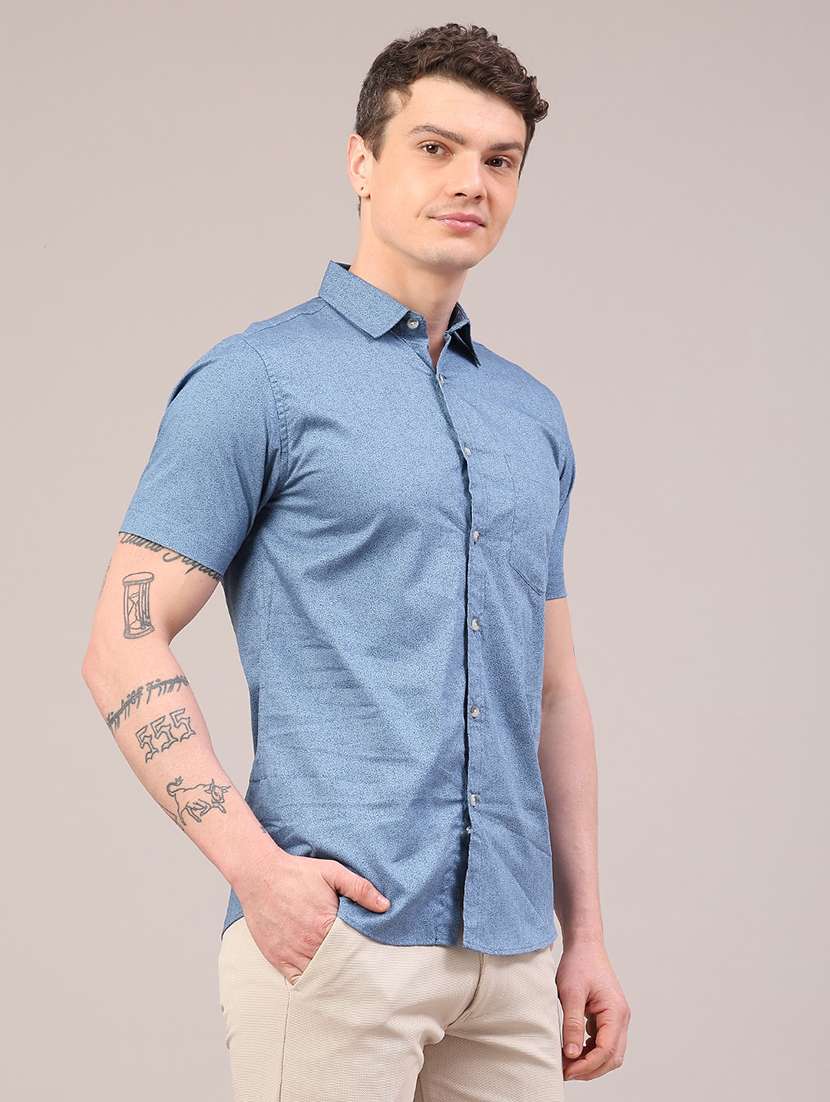 men floral printed short sleeve slim fit casual shirt - 22284784 -  Standard Image - 3