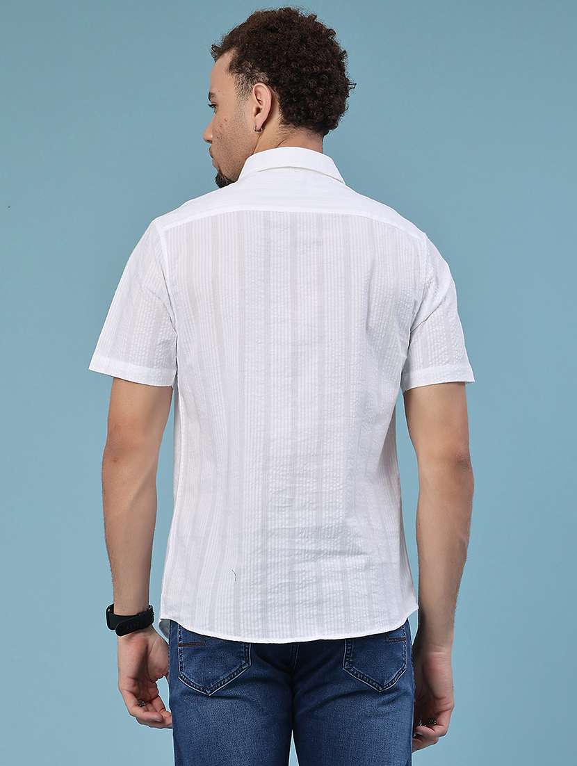 men textured short sleeve casual shirt - 22284785 -  Standard Image - 3