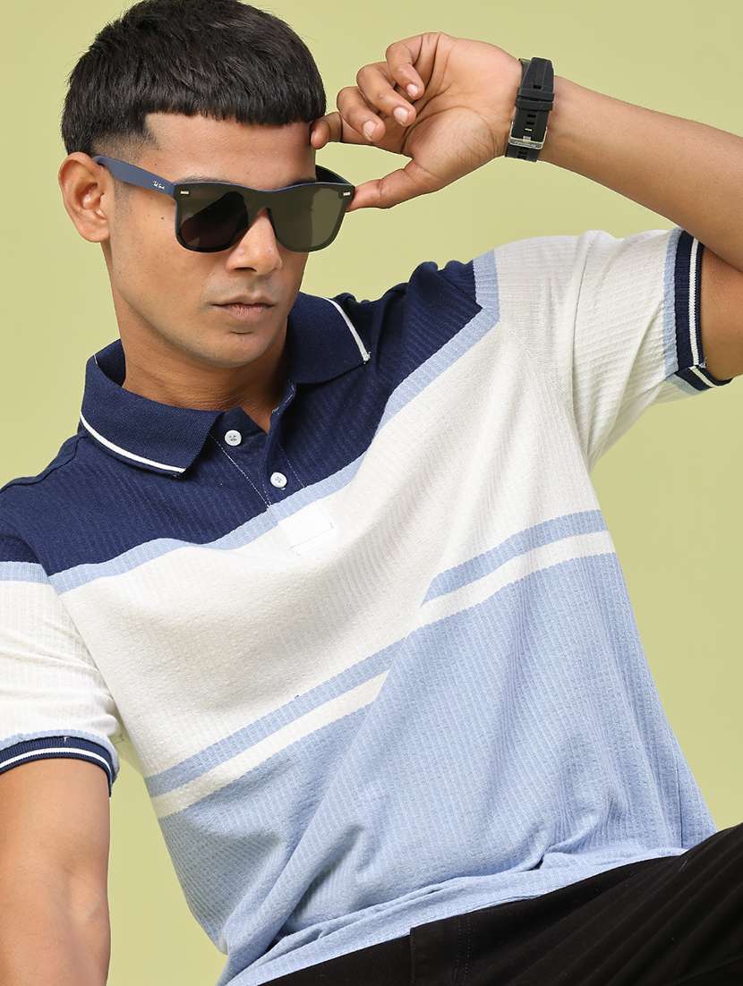 men color block short sleeve regular fit polo t-shirt