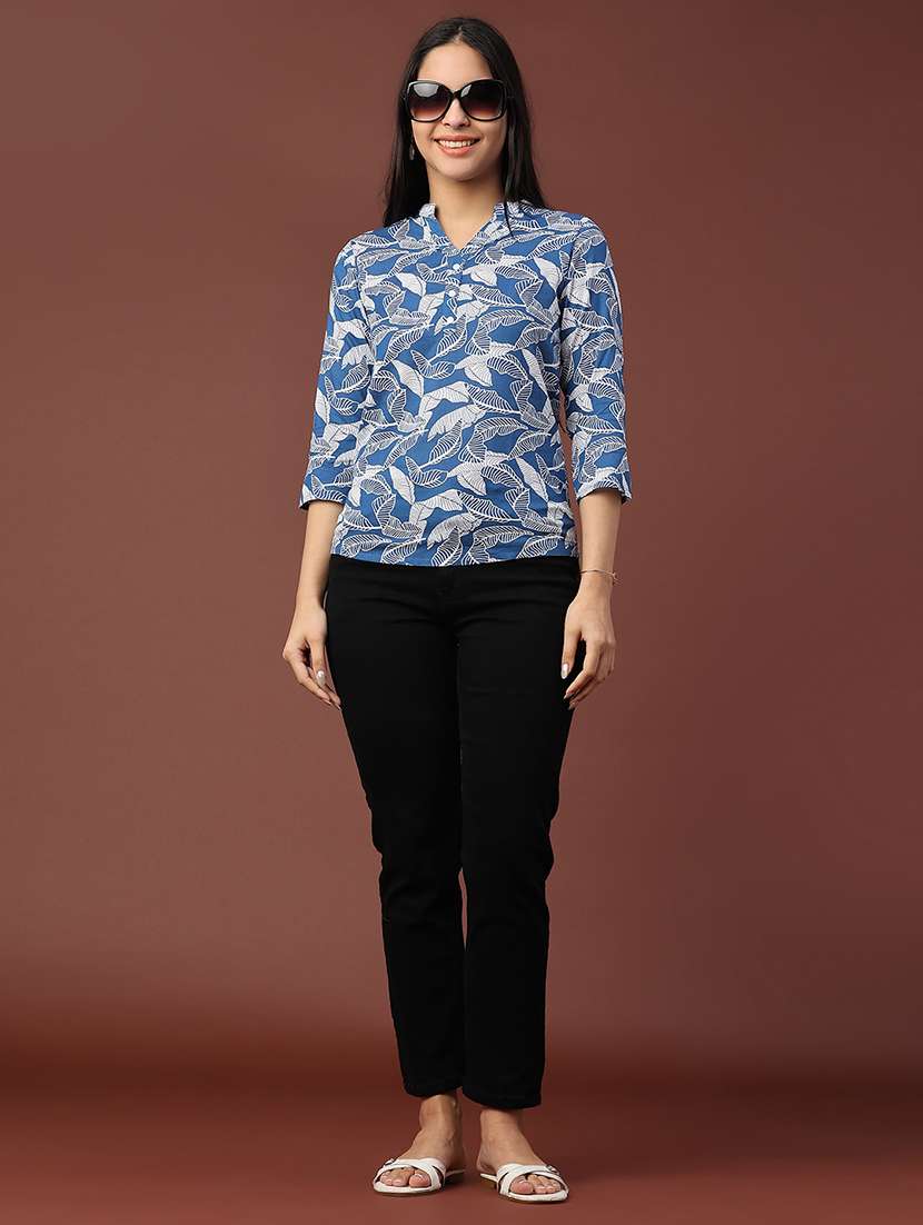 women printed three quarter sleeve top - 22284961 -  Standard Image - 5