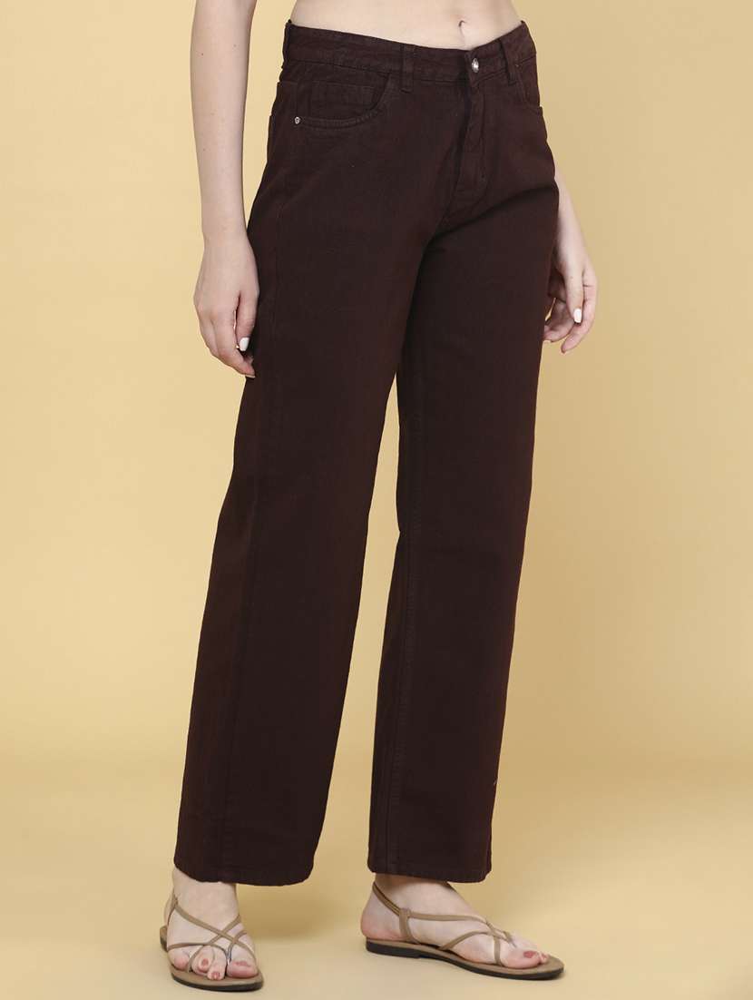 women brown cotton jean