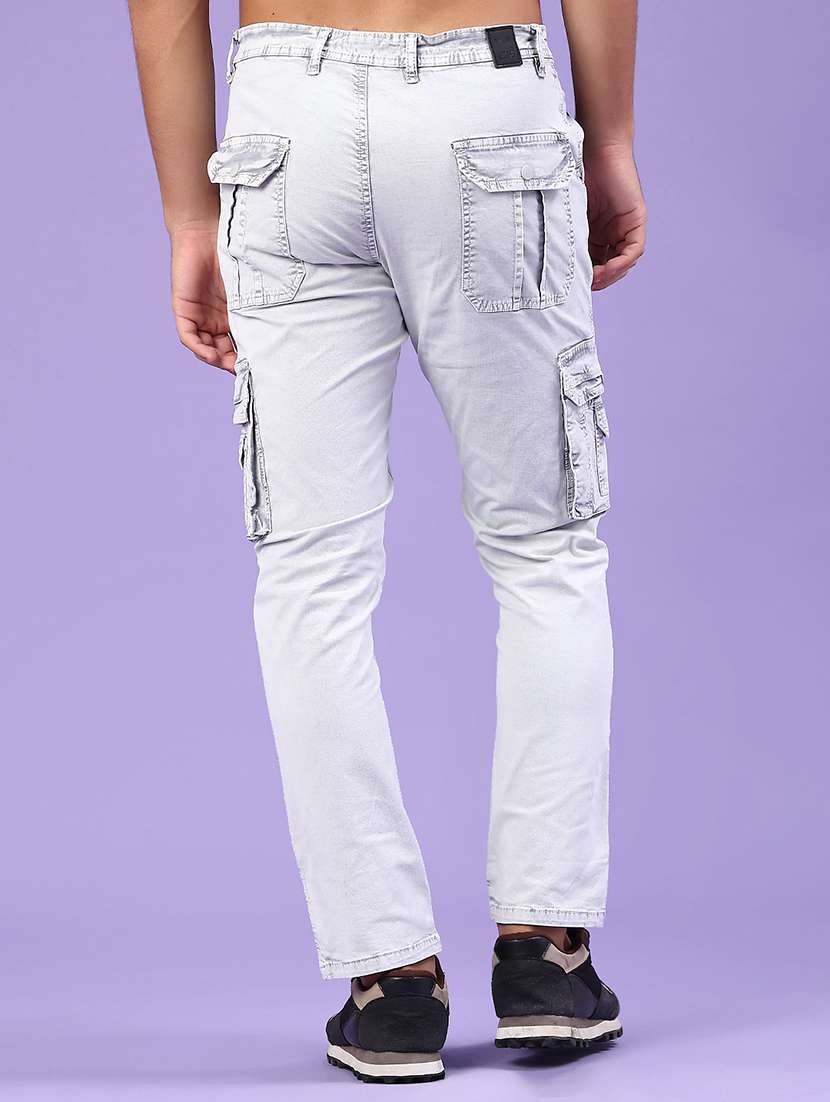 men solid mid rise regular fit cargo  - 22285076 -  Standard Image - 3