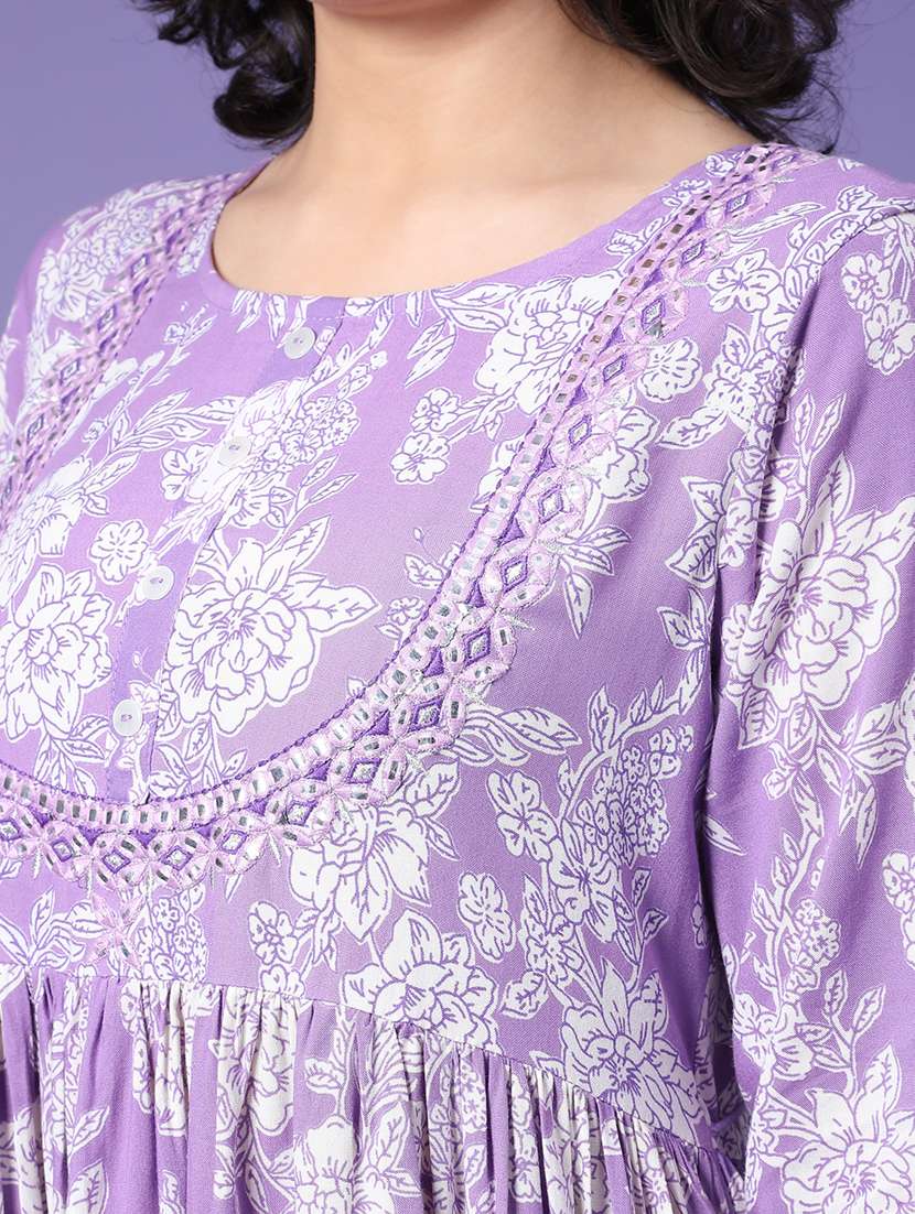 women floral print round neck tiered dress - 22285094 -  Standard Image - 5