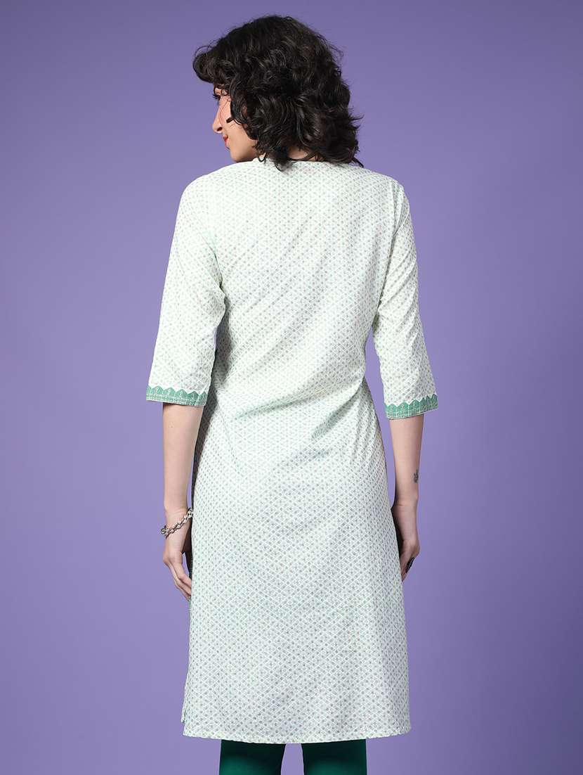 women printed three quarter sleeve a-line kurta - 22285095 -  Standard Image - 3