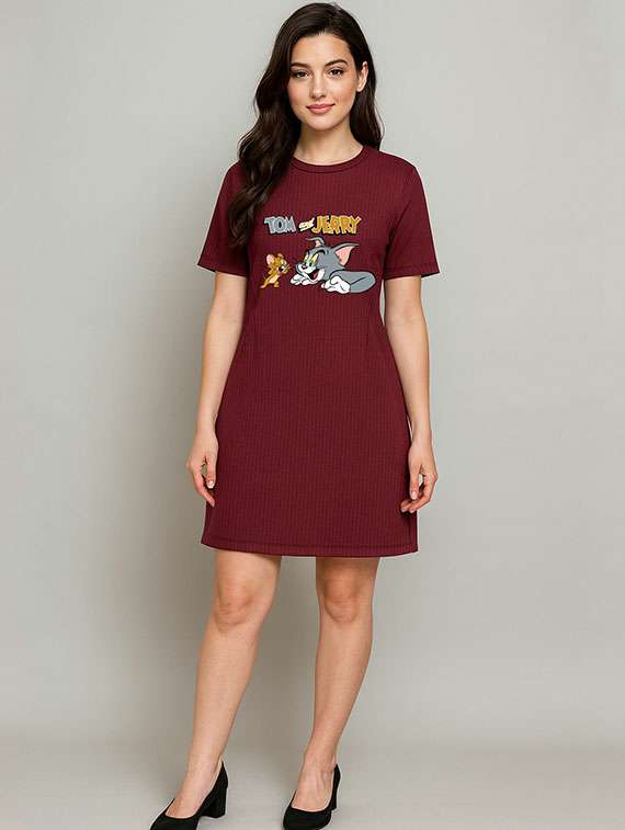 women printed short sleeve t-shirt dress