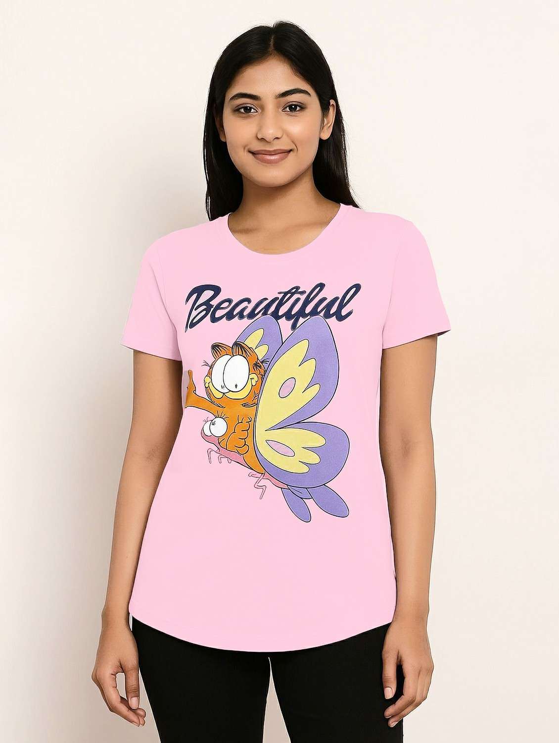 women printed round neck t-shirt