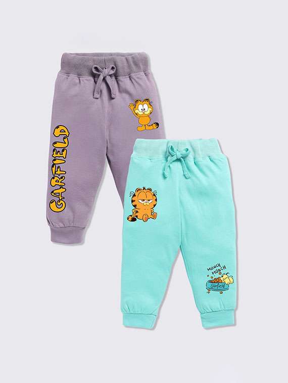 kids pack of 2 printed mid rise jogger