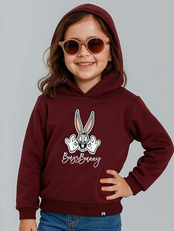 girls printed long sleeve hooded sweatshirt