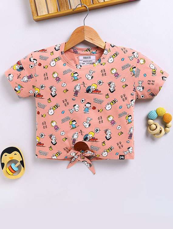 girls printed short sleeve crop tee