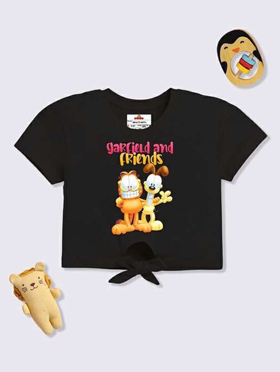 girls printed short sleeve crop tee