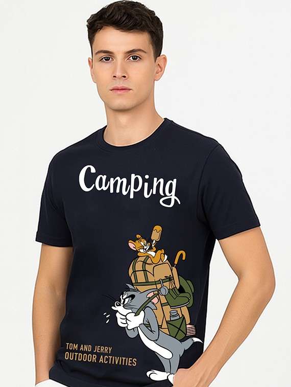 men front print short sleeve regular fit t-shirt