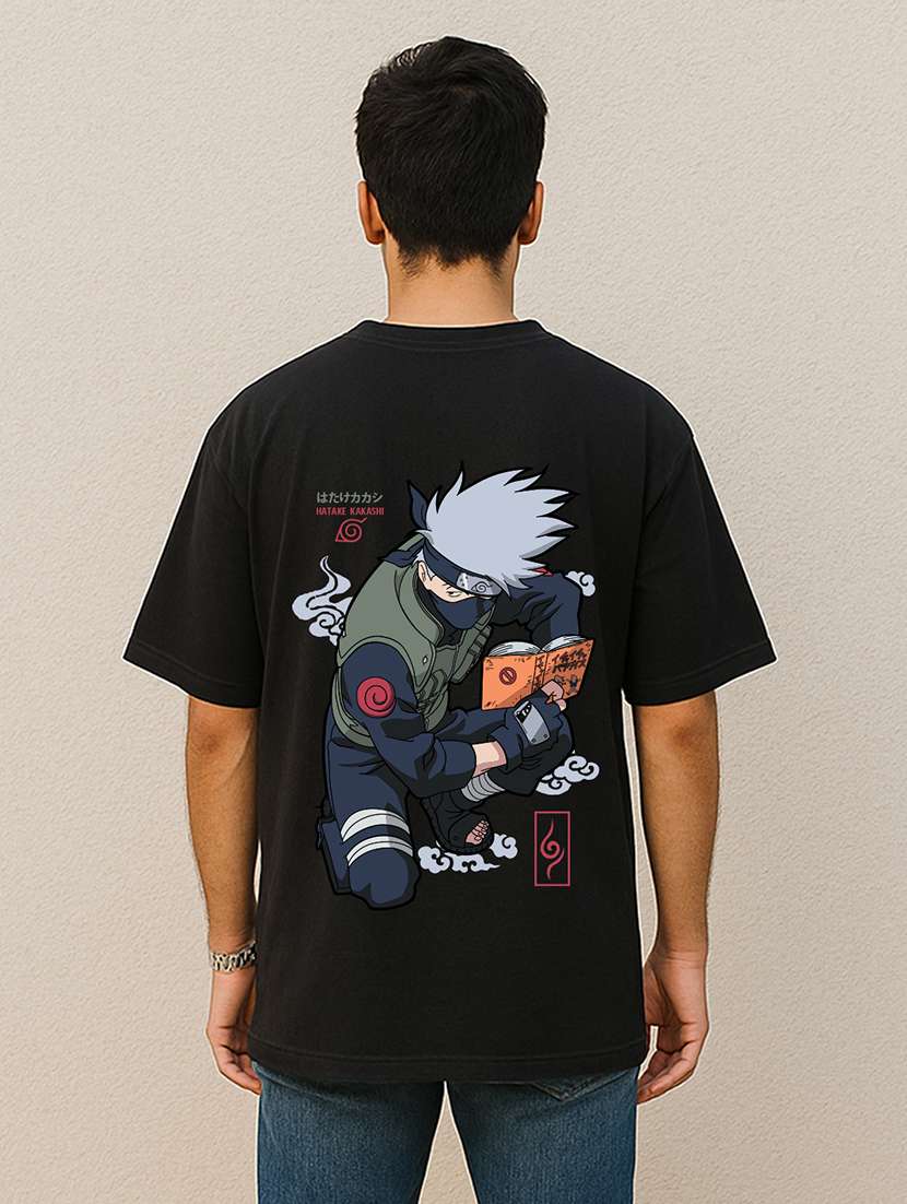 men front & back print short sleeve oversized t-shirt