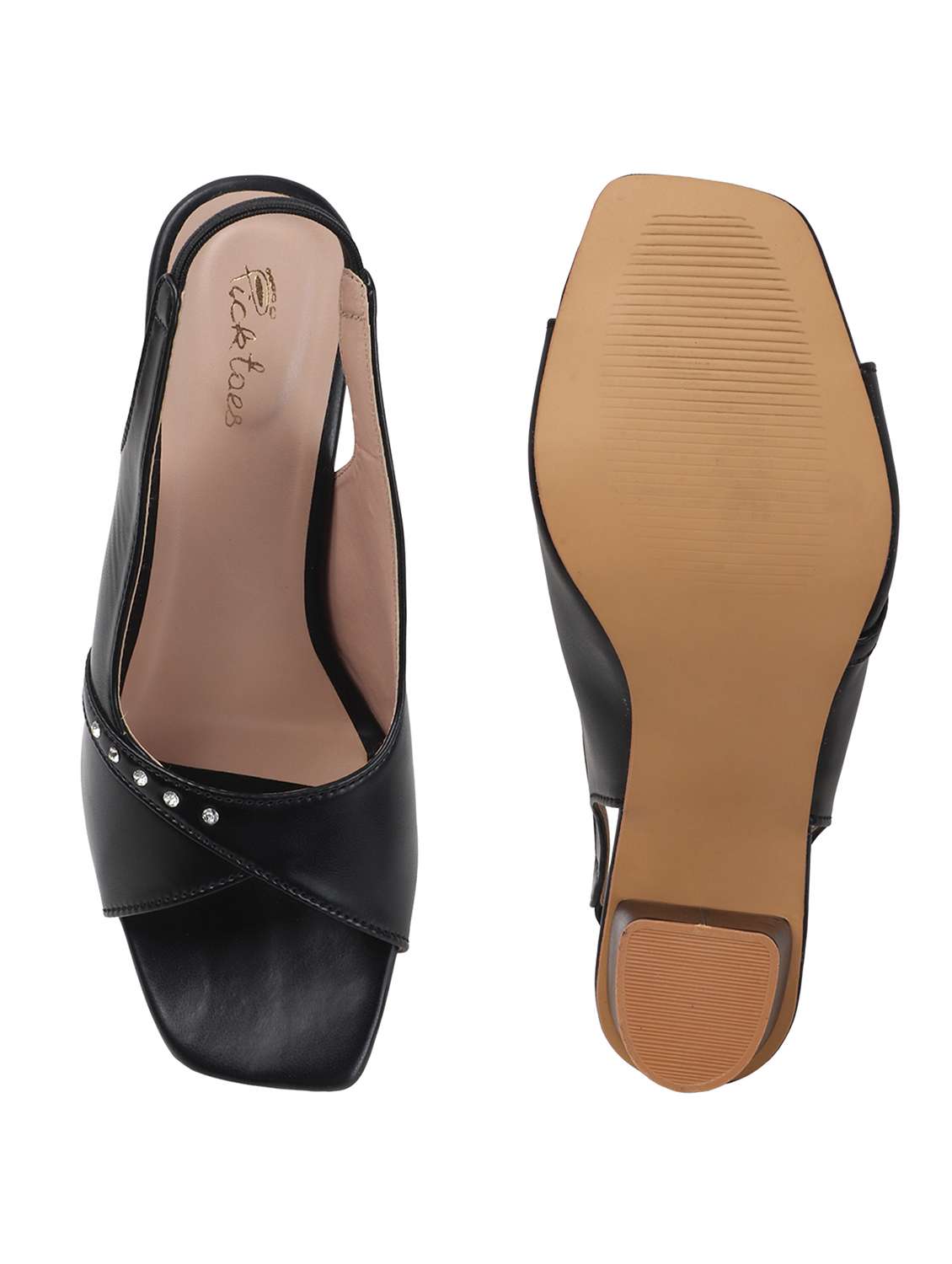 women solid back strap block heel sandal - 22285345 -  Standard Image - 5