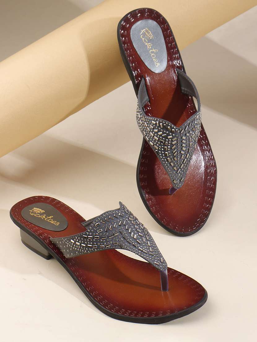 women embellished slip on sandal