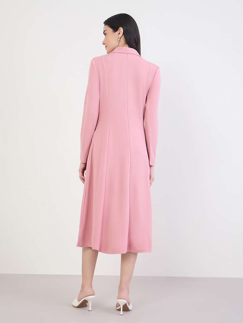 women solid long sleeve a-line dress - 22285404 -  Standard Image - 3