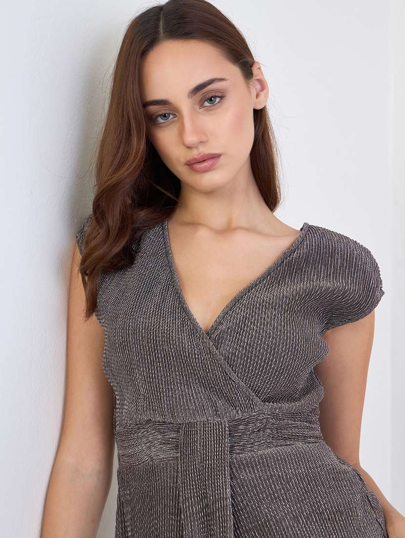 women solid short sleeve a-line dress - 22285405 -  Standard Image - 3