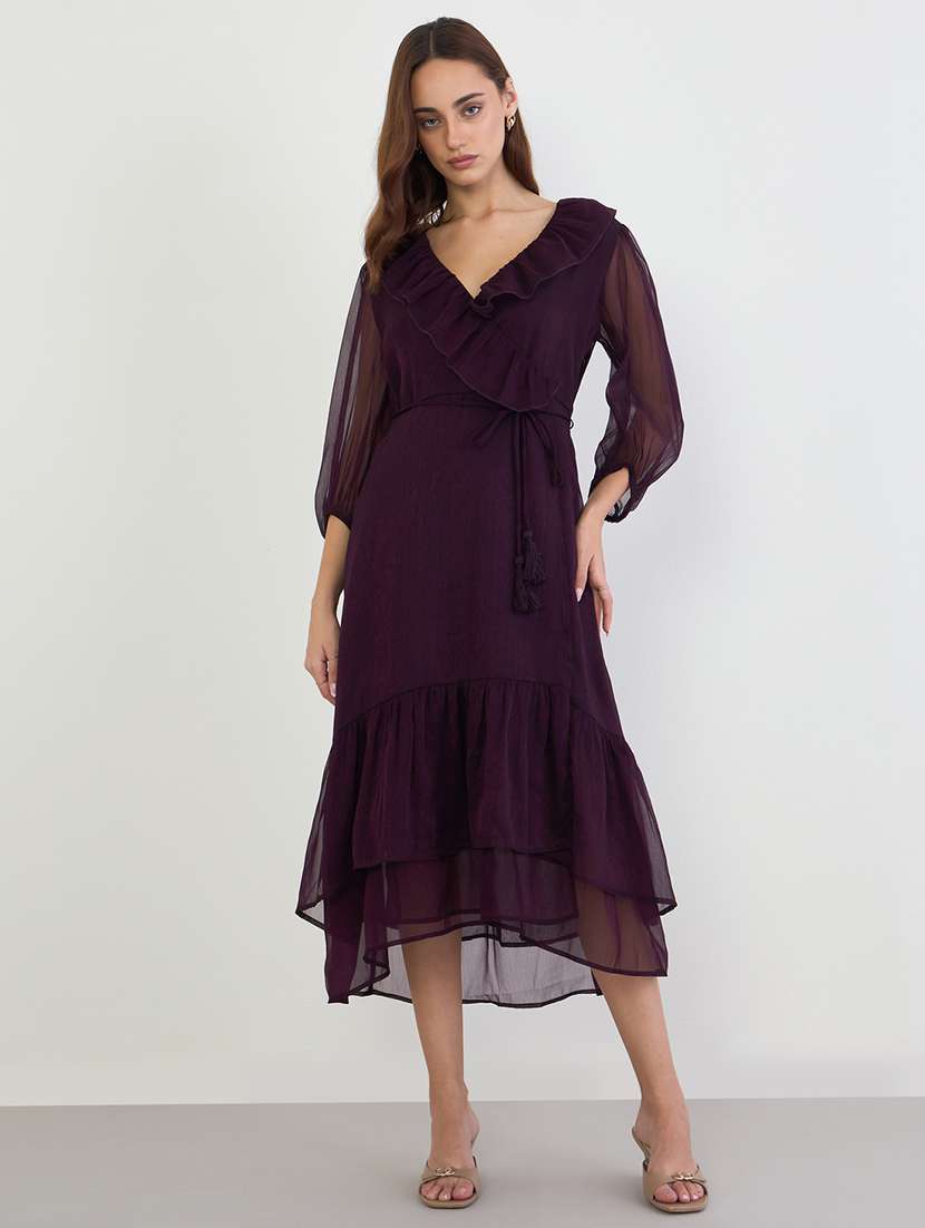 women soldi puff sleeve tiered dress