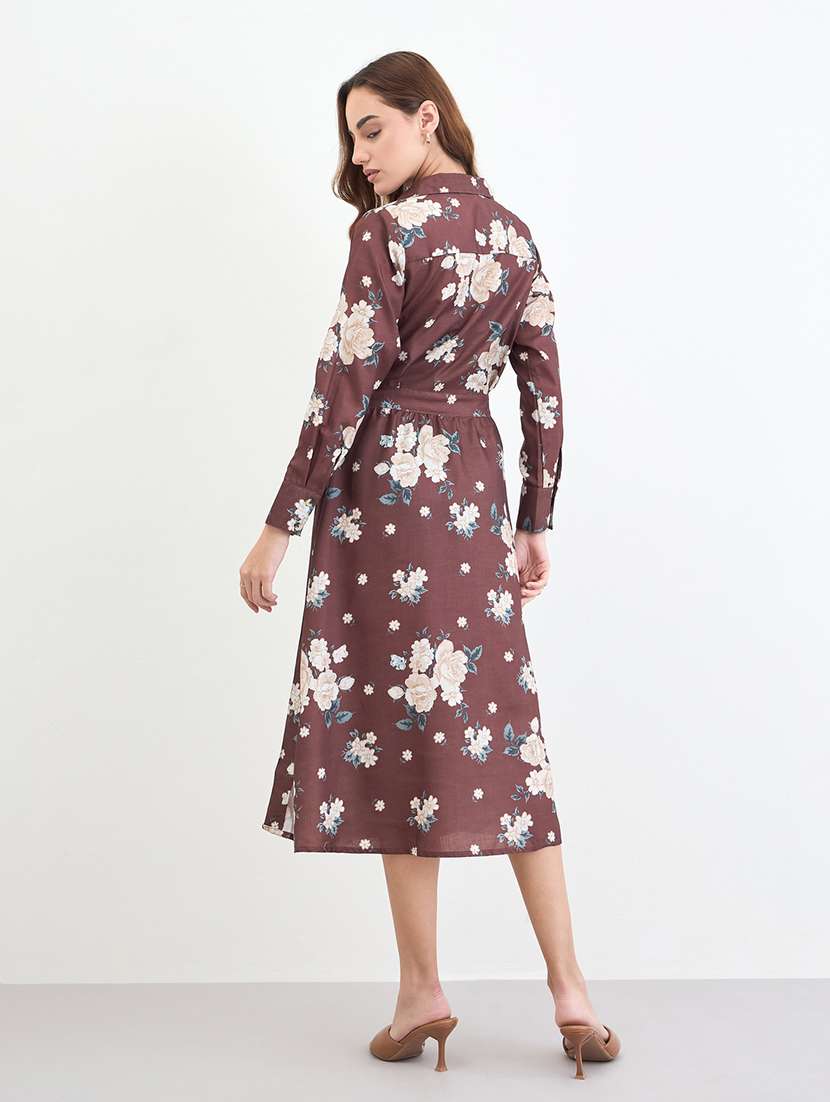 women floral print long sleeve a-line dress - 22285427 -  Standard Image - 3