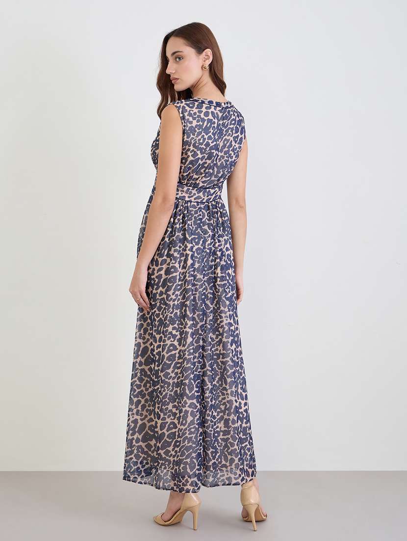 women animal print sleeveless fit & flare dress - 22285452 -  Standard Image - 3