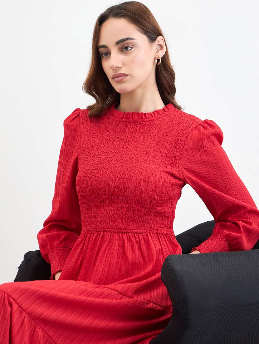 women self designed puff sleeve tiered dress - 22285454 -  Standard Image - 3