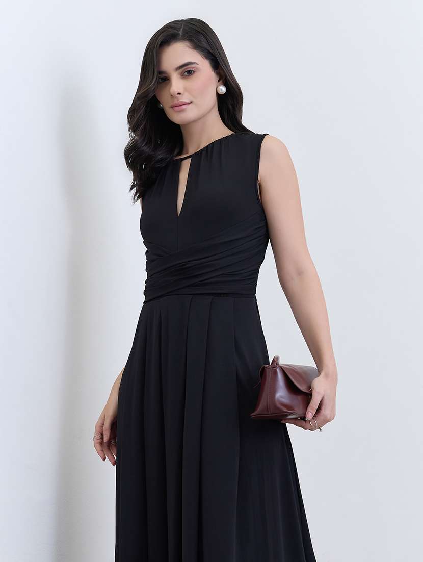 women solid sleeveless a-line dress - 22285465 -  Standard Image - 3