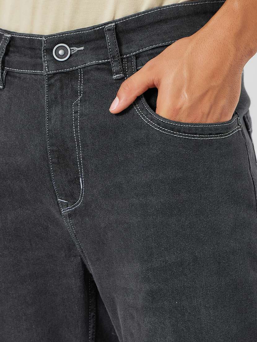 men plain mid rise full length straight fit jeans - 22285493 -  Standard Image - 3