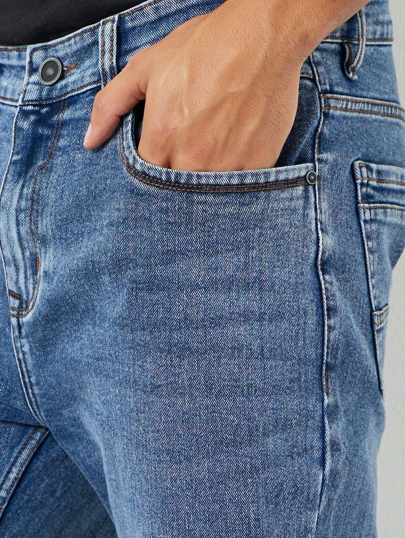 men plain mid rise full length straight fit jeans - 22285495 -  Standard Image - 3