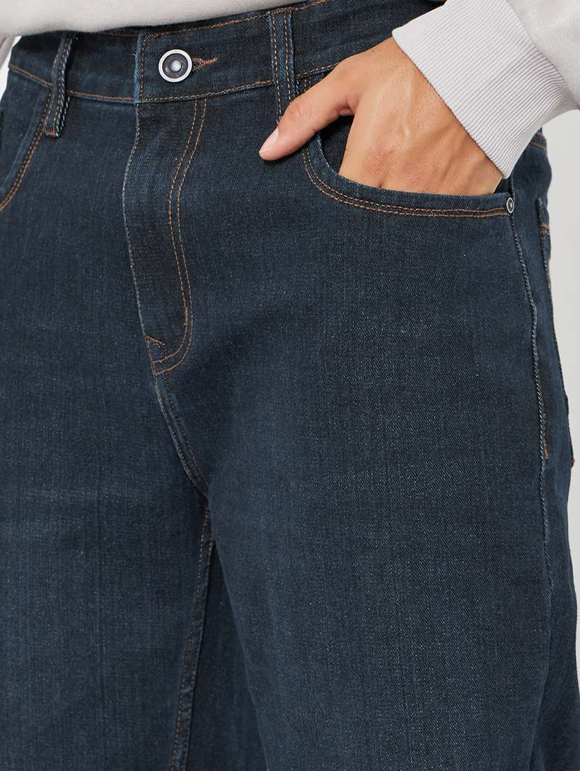 men washed mid rise full length straight fit jeans - 22285496 -  Standard Image - 3