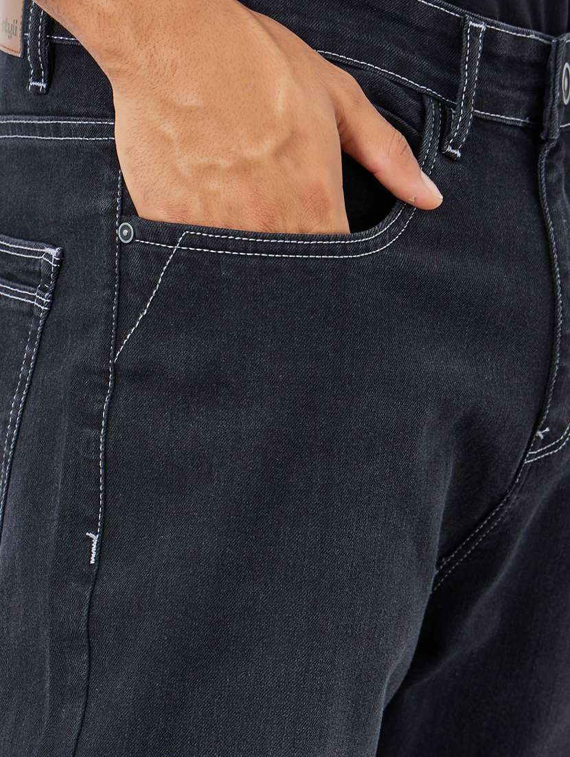 men washed mid rise full length straight fit jeans - 22285497 -  Standard Image - 3