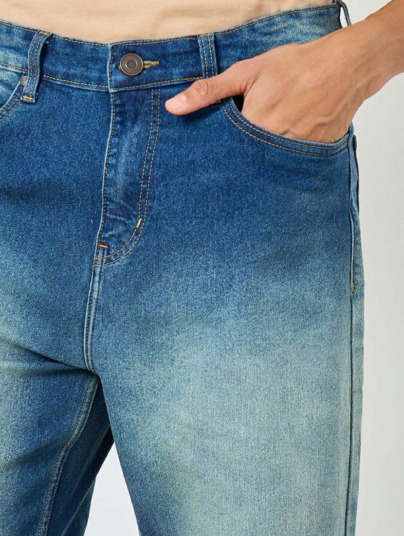 men washed mid rise full length straight fit jeans - 22285498 -  Standard Image - 3