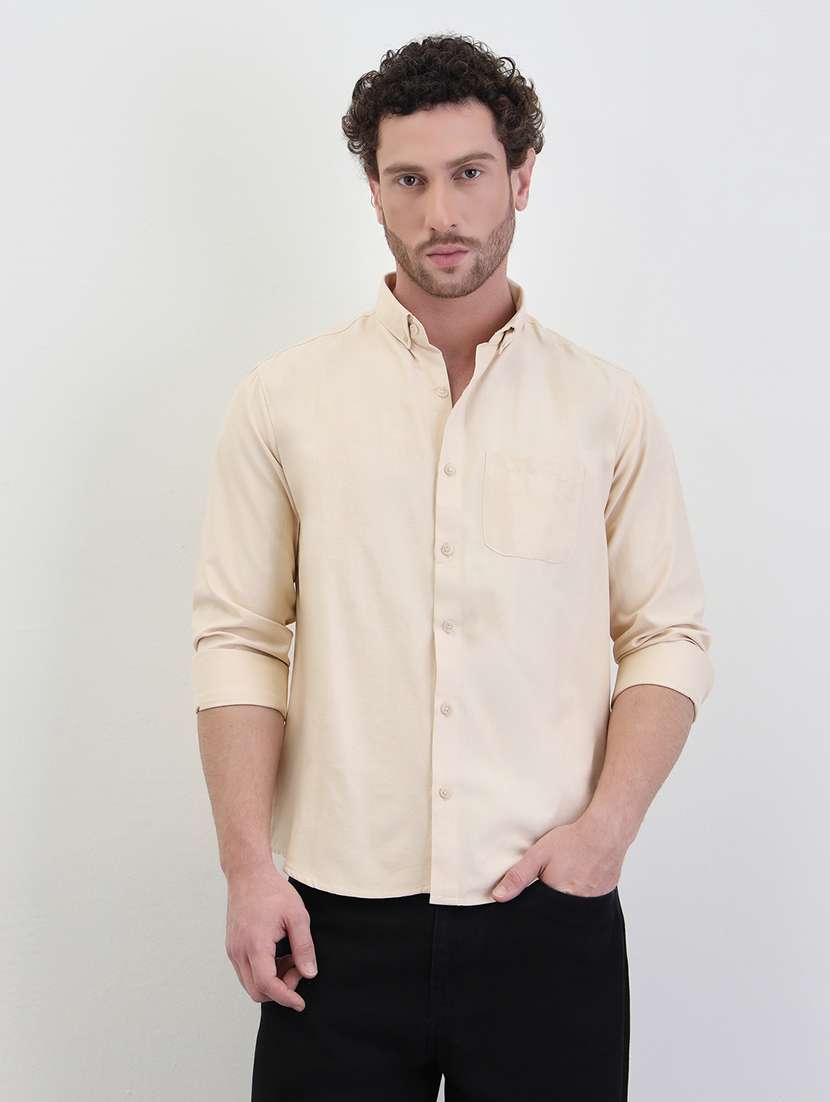 men solid long sleeve regualr fit casual shirt