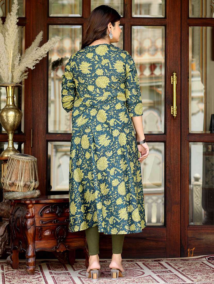 women printed three quarter sleeve anarkali kurta - 22285511 -  Standard Image - 3