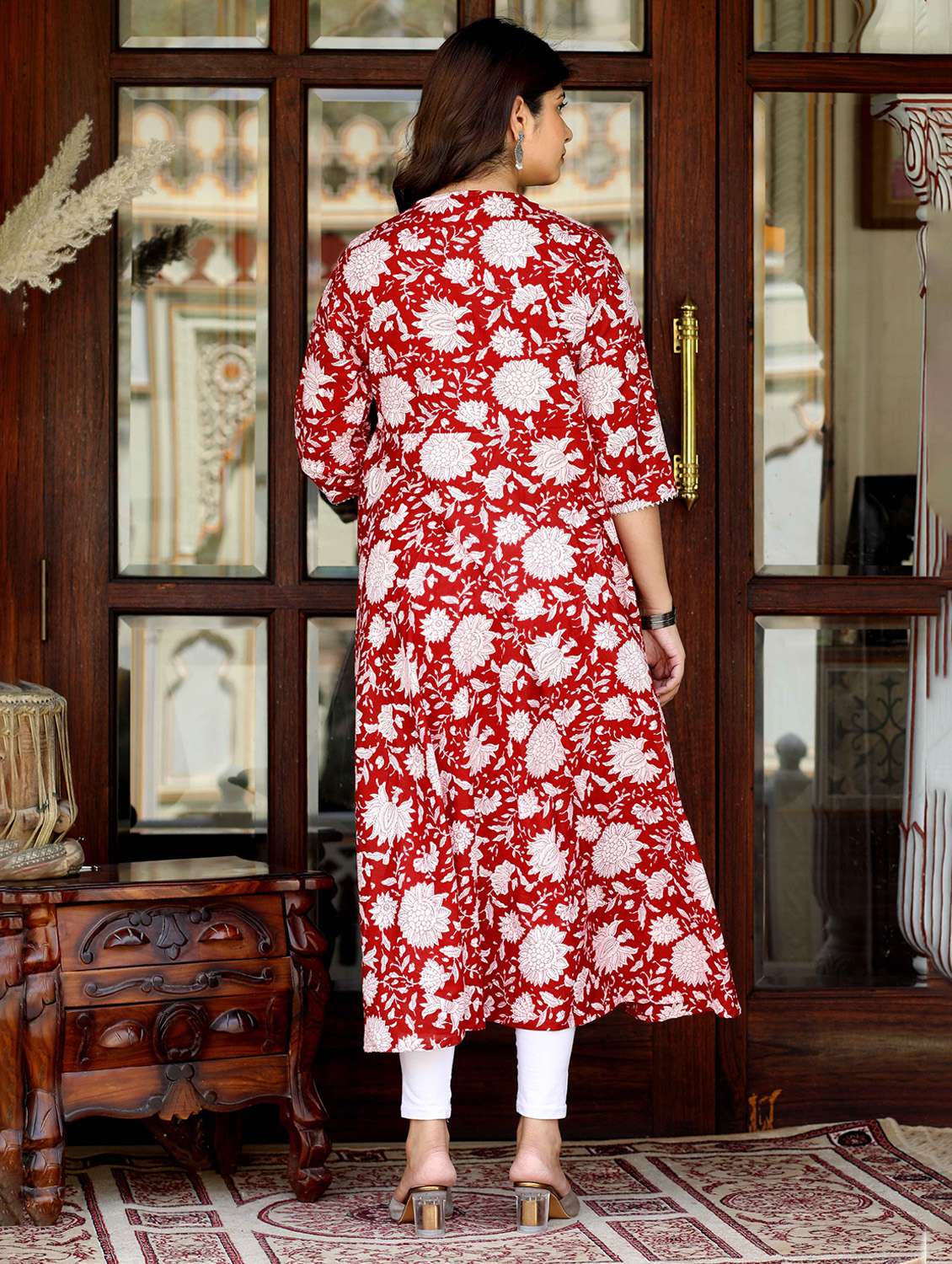 women printed three quarter sleeve anarkali kurta - 22285513 -  Standard Image - 3