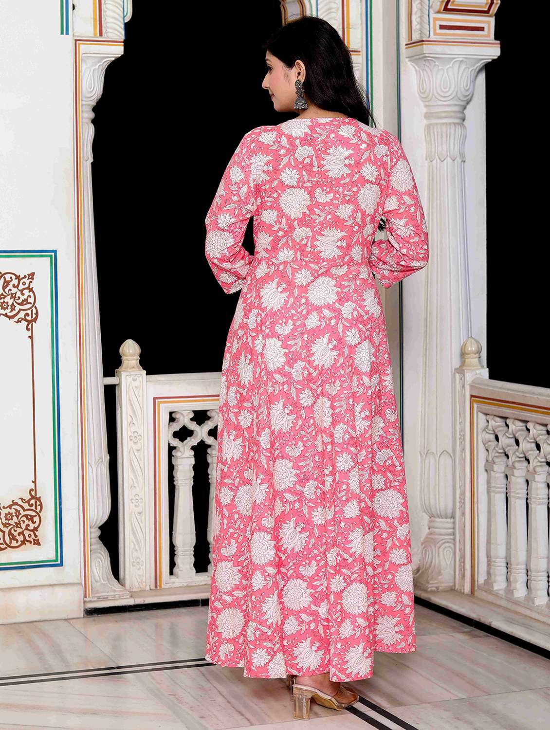 women printed three quarter sleeve anarkali kurta - 22285515 -  Standard Image - 3