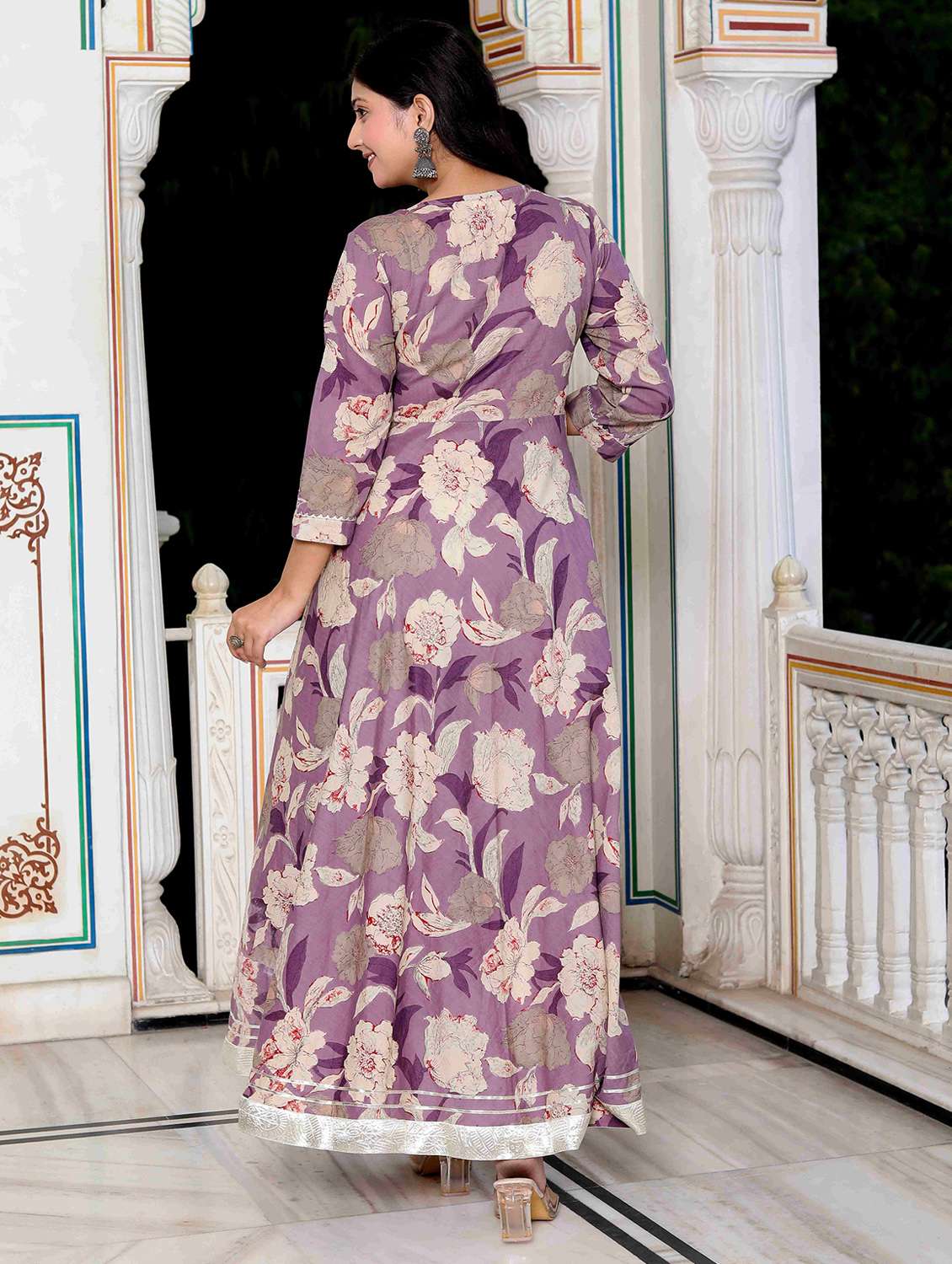 women printed three quarter sleeve anarkali kurta - 22285518 -  Standard Image - 3