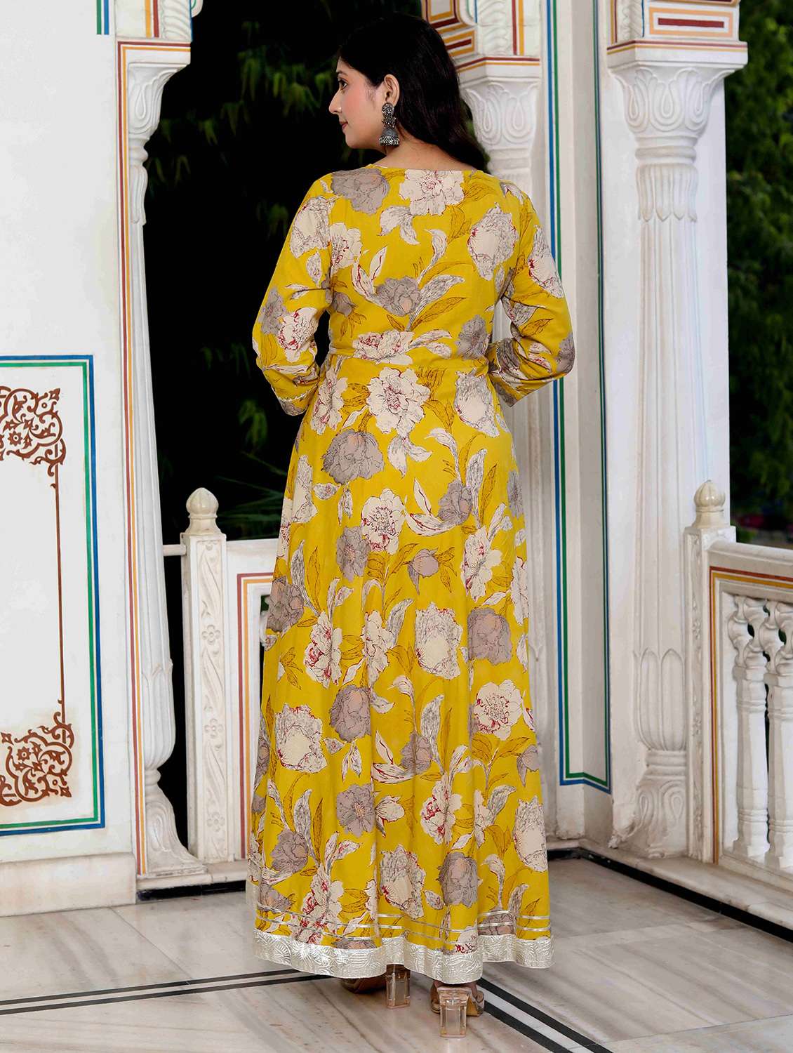 women printed three quarter sleeve anarkali kurta - 22285519 -  Standard Image - 3