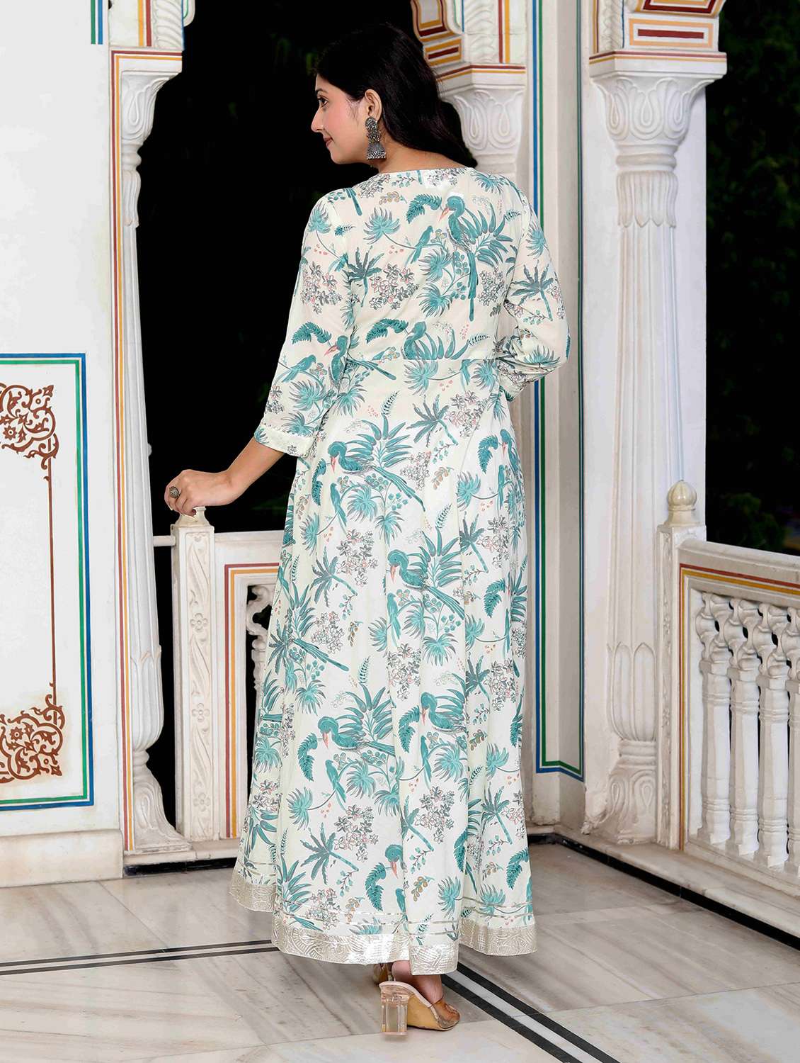 women printed three quarter sleeve anarkali kurta - 22285520 -  Standard Image - 3