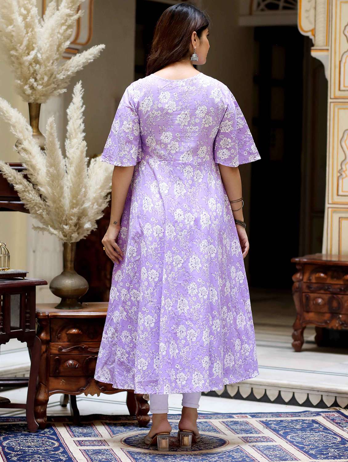 women printed three quarter sleeve anarkali kurta - 22285521 -  Standard Image - 3