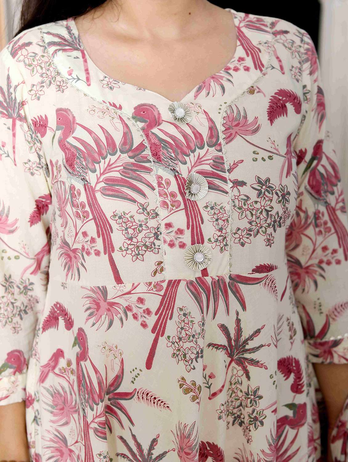 women printed three quarter sleeve anarkali kurta - 22285522 -  Standard Image - 5